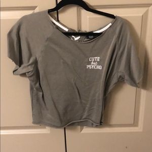 Olive green distressed crop top